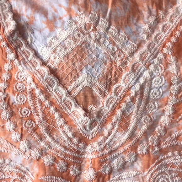 ❤️NWT Solitaire Orange Acid Wash Embroidered Short Sleeve Top Size S - Picture 6 of 6